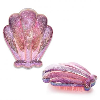 light purple glitter shell hair brush,detangling hair brush,no tangle hair brush, detangler hair brush,brush hair
