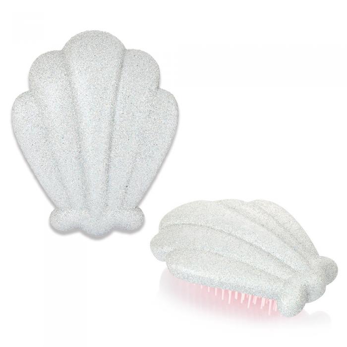 silver glitter shell hair brush,detangling hair brush,no tangle hair brush, detangler hair brush,brush hair