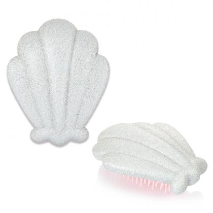silver glitter shell hair brush,detangling hair brush,no tangle hair brush, detangler hair brush,brush hair